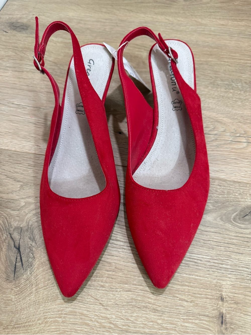 Red Pointed Slingback Flats - Women's Stylish Dress Shoes